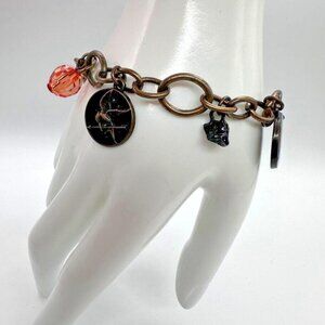 Hunger Games Bracelet Katniss District 12 MockingJay Beads Brass Tone Charms